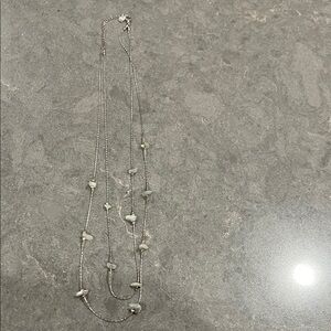 Elegant Silver Pearl Color Shell Double Strand Necklace 18” a 20”